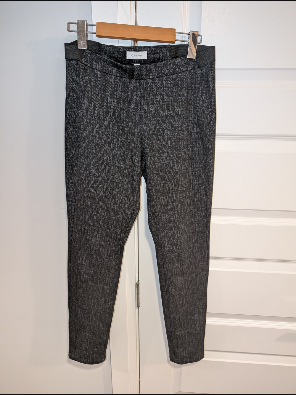 Calvin Klein Women's Dark Gray Textured Slim Trousers